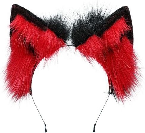 ILUFAM Handmade Wolf Ears Headband Furry Fox Cat Animal Ears Hair Hoop Halloween Anime Fancy Dress Party Cosplay Headwear in Saudi Arabia