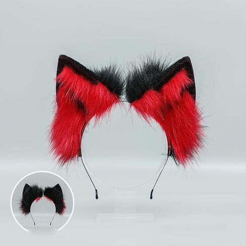 ILUFAM Handmade Wolf Ears Headband Furry Fox Cat Animal Ears Hair Hoop Halloween Anime Fancy Dress Party Cosplay Headwear in Saudi Arabia
