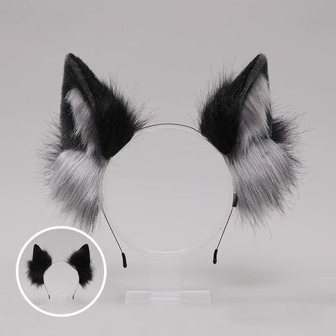ILUFAM Handmade Wolf Ears Headband Furry Fox Cat Animal Ears Hair Hoop Halloween Anime Fancy Dress Party Cosplay Headwear in Saudi Arabia