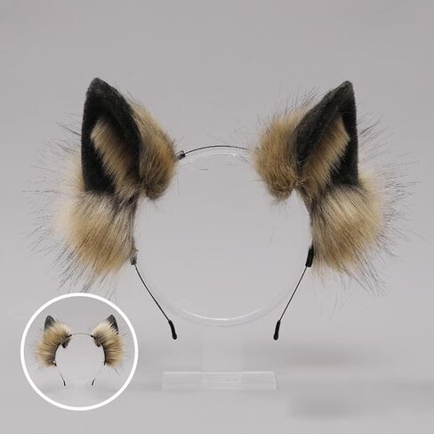ILUFAM Handmade Wolf Ears Headband Furry Fox Cat Animal Ears Hair Hoop Halloween Anime Fancy Dress Party Cosplay Headwear in Saudi Arabia
