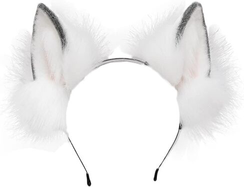 ILUFAM Handmade Wolf Ears Headband Furry Fox Cat Animal Ears Hair Hoop Halloween Anime Fancy Dress Party Cosplay Headwear in Saudi Arabia