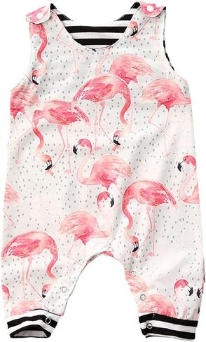 MAINESAKA Newborn Baby Boy Girl Tank Jumpsuit Sleeveless Crewneck Cartoon Animals Printed One Piece Romper Summer Bodysuit in Kuwait