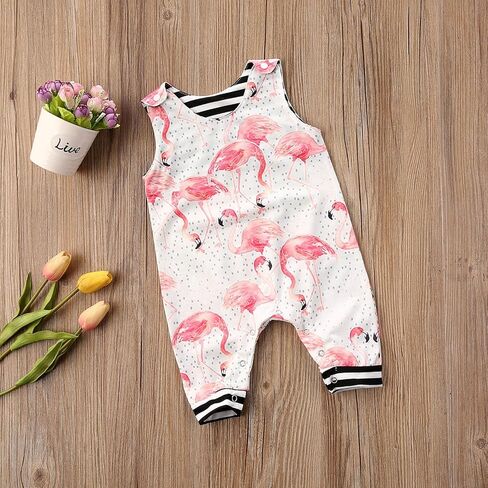 MAINESAKA Newborn Baby Boy Girl Tank Jumpsuit Sleeveless Crewneck Cartoon Animals Printed One Piece Romper Summer Bodysuit in Kuwait