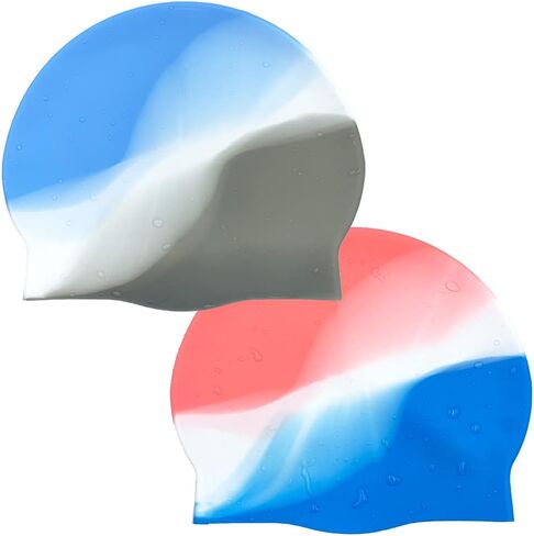 2Pack Durable Silicone Swim Cap for Women and Men, Adults Youth Long Short Hair Universal Swimming Caps, 2 Colors in Saudi Arabia
