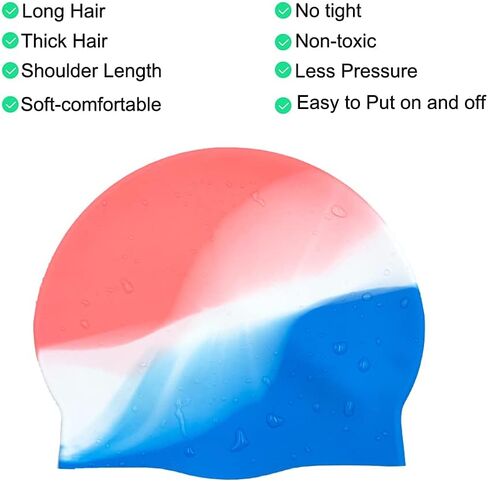 2Pack Durable Silicone Swim Cap for Women and Men, Adults Youth Long Short Hair Universal Swimming Caps, 2 Colors in Saudi Arabia