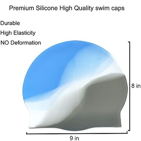 2Pack Durable Silicone Swim Cap for Women and Men, Adults Youth Long Short Hair Universal Swimming Caps, 2 Colors in Saudi Arabia