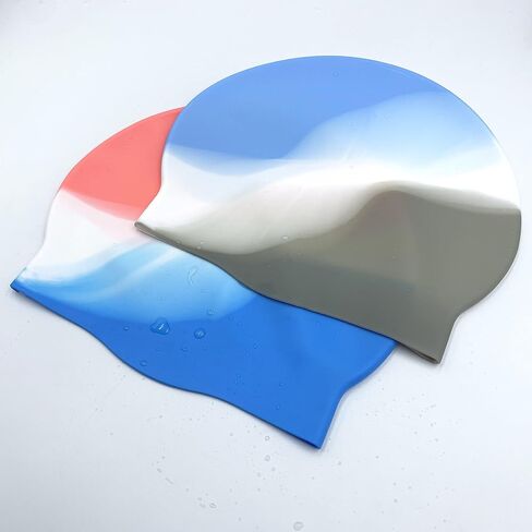 2Pack Durable Silicone Swim Cap for Women and Men, Adults Youth Long Short Hair Universal Swimming Caps, 2 Colors in Saudi Arabia