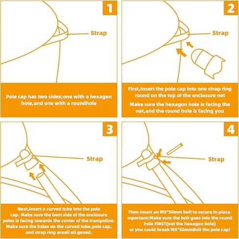 12 قطعة من أغطية عمود الترامبولين، معرف عالمي 28 مم (1.14 بوصة) خطافات ترامبولين على شكل حرف G وأغطية عمود الترامبولين الآمنة بقطر 1.5 بوصة مع إبهام لولبي لخطاف شبكة الترامبولين in Kuwait