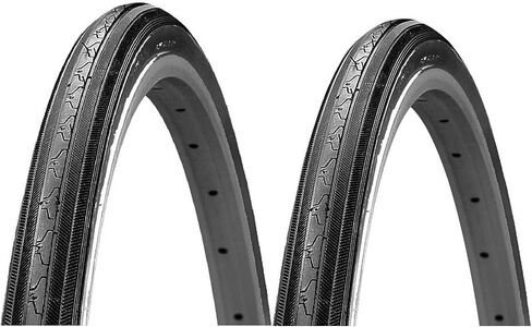 27x1-1/4 Road Bicycle Tire Set, Full Black, Wire Bead - Pair (2 Tires), K34 in Saudi Arabia