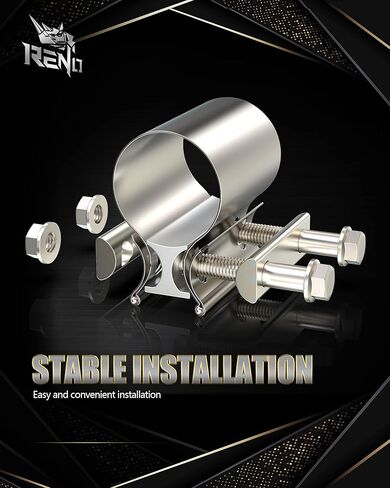 مشبك عادم RENO مقاس 2.0 بوصة، وصلة ربط كم بمشبك بعقب من الفولاذ المقاوم للصدأ تستخدم لأنابيب العادم ونهايات كاتم الصوت وتوصيل نظام العادم (قطعتان) in Kuwait