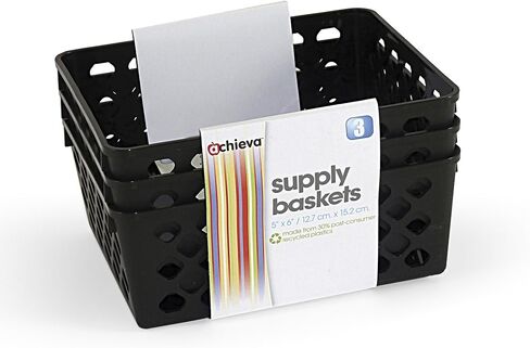 Officemate International Corp. 26201 Supply Basket, Stackable, Medium, 3/PK, Black in Saudi Arabia