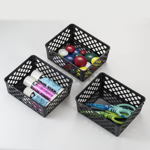 Officemate International Corp. 26201 Supply Basket, Stackable, Medium, 3/PK, Black in Saudi Arabia
