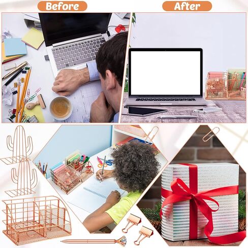 تتضمن مجموعة لوازم المكتب باللون الذهبي الوردي منظم مكتب متعدد الوظائف، ودباسة، ومزيل دبابيس، ودباسة، وحامل شريط، وحامل هاتف، وقلم ماسي للنساء في المنزل والفصول الدراسية وملحقات سطح المكتب in Kuwait