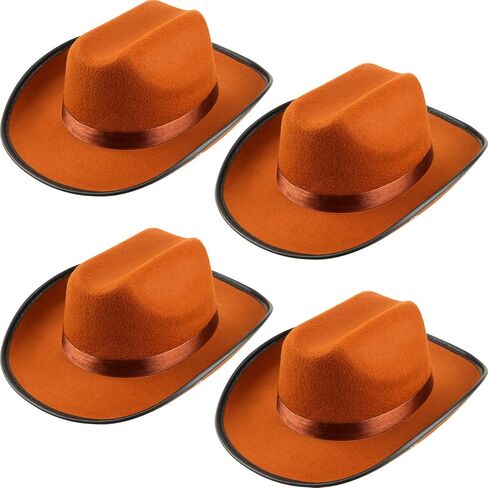 SGBETTER 4 Pack Kids Cowboy Hat Felt Western Cowboy Hat Wide Brim Cowgirl Hat for Boys Girls Cosplay Party Costume Accessory in Saudi Arabia