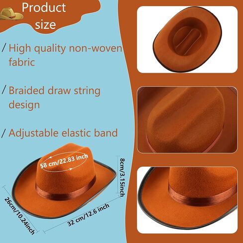 SGBETTER 4 Pack Kids Cowboy Hat Felt Western Cowboy Hat Wide Brim Cowgirl Hat for Boys Girls Cosplay Party Costume Accessory in Saudi Arabia