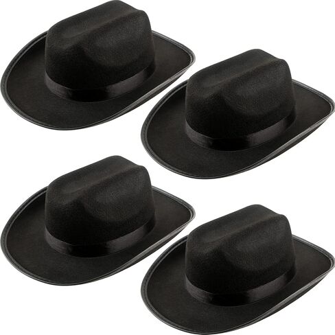 SGBETTER 4 Pack Kids Cowboy Hat Felt Western Cowboy Hat Wide Brim Cowgirl Hat for Boys Girls Cosplay Party Costume Accessory in Saudi Arabia