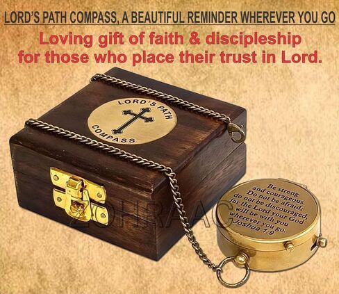 كن قويًا وشجاعًا جوشوا 1:9 بوصلة اتجاهية من النحاس الصلب، هدايا معمودية منقوشة للأولاد والبنات، المناولة الأولى، هدايا مسيحية للرجال، هدايا التأكيد الأولى للأولاد هدايا كاثوليكية in Kuwait