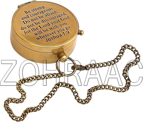 كن قويًا وشجاعًا جوشوا 1:9 بوصلة اتجاهية من النحاس الصلب، هدايا معمودية منقوشة للأولاد والبنات، المناولة الأولى، هدايا مسيحية للرجال، هدايا التأكيد الأولى للأولاد هدايا كاثوليكية in Kuwait