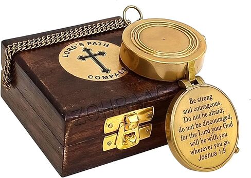 كن قويًا وشجاعًا جوشوا 1:9 بوصلة اتجاهية من النحاس الصلب، هدايا معمودية منقوشة للأولاد والبنات، المناولة الأولى، هدايا مسيحية للرجال، هدايا التأكيد الأولى للأولاد هدايا كاثوليكية in Kuwait