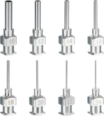PATIKIL 10/12/14/16/18/20/24Ga x 0.5 بوصة أطراف إبرة توزيع من الفولاذ المقاوم للصدأ، 7 قطع من أنبوب إبرة الغراء المعدني أطراف حادة قفل Luer لمختبر حبر الغراء السميك، فضي in Kuwait