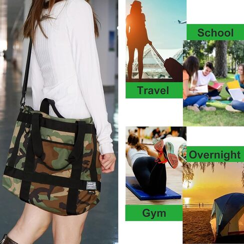 Rough Enough Large Tote Bag for Women Work Tote Bag for Men Preppy Teens with Zipper Outdoor School Causal Green Camo Military Army Cordura Canvas in Saudi Arabia