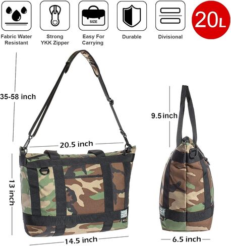 Rough Enough Large Tote Bag for Women Work Tote Bag for Men Preppy Teens with Zipper Outdoor School Causal Green Camo Military Army Cordura Canvas in Saudi Arabia