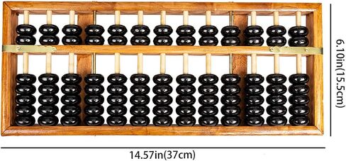 Asian Home Vintage-Style 13 Column Rods Wooden Abacus Professional Soroban Chinese Japanese Calculator Counting Tool (Large) - 14.5" x 6" in Saudi Arabia