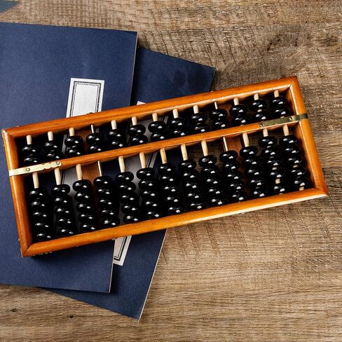 Asian Home Vintage-Style 13 Column Rods Wooden Abacus Professional Soroban Chinese Japanese Calculator Counting Tool (Large) - 14.5" x 6" in Saudi Arabia