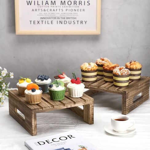 Weysat Set of 2 Wood Cupcake Display Stand Rustic Cake Stand Risers Dessert Appetizer Cake Stand for Food Desserts Stand Wedding Birthday Graduation Party Perfume Organizer Decoration in Saudi Arabia