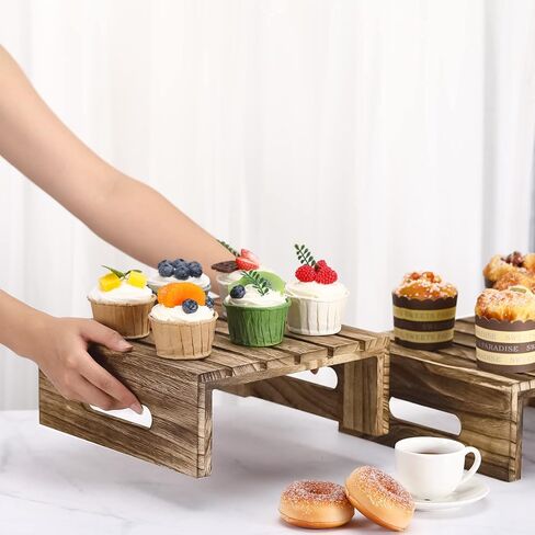 Weysat Set of 2 Wood Cupcake Display Stand Rustic Cake Stand Risers Dessert Appetizer Cake Stand for Food Desserts Stand Wedding Birthday Graduation Party Perfume Organizer Decoration in Saudi Arabia