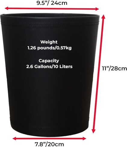 Leather Black Office Trash Can 2.6 Gallon/10 Liter Office Garbage Can Black Trash Can Desk Trash Bin Room Trash Can Open Trash Can Office Wastebasket Vintage Garbage Can Black Decorative Garbage Bin in Saudi Arabia