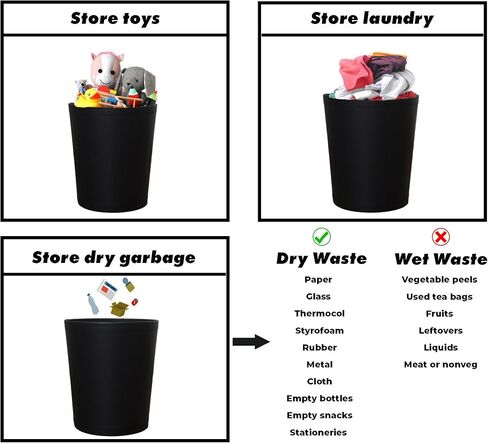 Leather Black Office Trash Can 2.6 Gallon/10 Liter Office Garbage Can Black Trash Can Desk Trash Bin Room Trash Can Open Trash Can Office Wastebasket Vintage Garbage Can Black Decorative Garbage Bin in Saudi Arabia