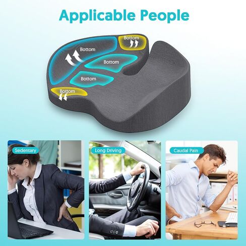 Seat Cushion for Office Chairs - Tailbone & Sciatica & Hip & Coccyx & Low Back Pain Relief Pillow - Memory Foam Pressure Relief Cushion for Long Sitting for Gaming, Compute, Desk Chair, Car Seat in Saudi Arabia