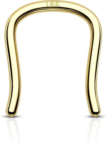 COCHARM 14K Real Gold Septum Rings 16g U-Shape Yellow Gold Septum Rings 14Kt Simple Horseshoe Septum Jewelry Solid Gold 8mm 10mm 14K Gold Hanger Septum Piercing in Saudi Arabia