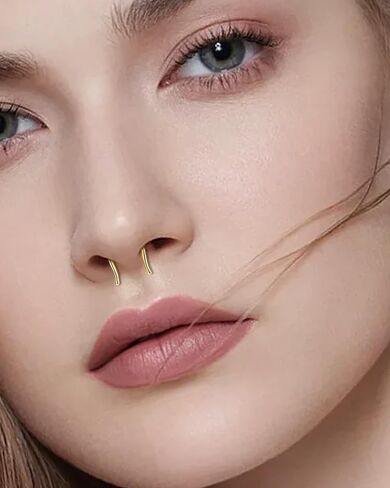 COCHARM 14K Real Gold Septum Rings 16g U-Shape Yellow Gold Septum Rings 14Kt Simple Horseshoe Septum Jewelry Solid Gold 8mm 10mm 14K Gold Hanger Septum Piercing in Saudi Arabia