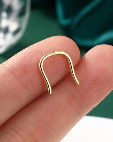 COCHARM 14K Real Gold Septum Rings 16g U-Shape Yellow Gold Septum Rings 14Kt Simple Horseshoe Septum Jewelry Solid Gold 8mm 10mm 14K Gold Hanger Septum Piercing in Saudi Arabia