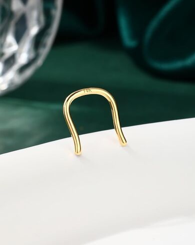 COCHARM 14K Real Gold Septum Rings 16g U-Shape Yellow Gold Septum Rings 14Kt Simple Horseshoe Septum Jewelry Solid Gold 8mm 10mm 14K Gold Hanger Septum Piercing in Saudi Arabia