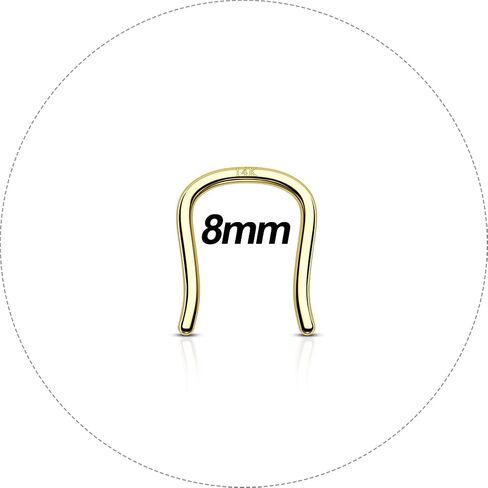 COCHARM 14K Real Gold Septum Rings 16g U-Shape Yellow Gold Septum Rings 14Kt Simple Horseshoe Septum Jewelry Solid Gold 8mm 10mm 14K Gold Hanger Septum Piercing in Saudi Arabia