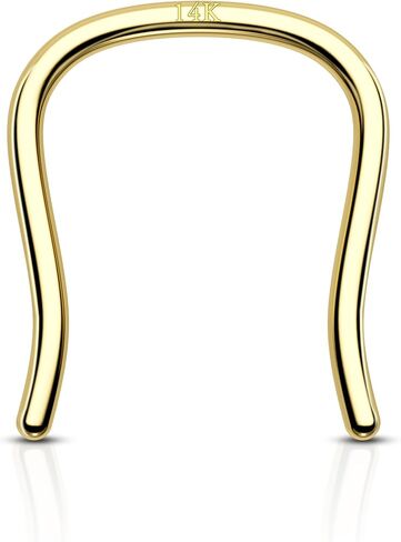 COCHARM 14K Real Gold Septum Rings 16g U-Shape Yellow Gold Septum Rings 14Kt Simple Horseshoe Septum Jewelry Solid Gold 8mm 10mm 14K Gold Hanger Septum Piercing in Saudi Arabia