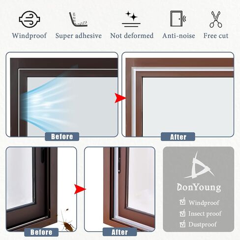 DonYoung 16.5FT Weather Stripping Door Seal, 1-3/4'' Width Silicone Seal Strip Bottom Door Sweep, Widened Self-Adhesive Door Draft Stopper for Gaps of Windows Doors and Shower Glass, Transparent in Saudi Arabia