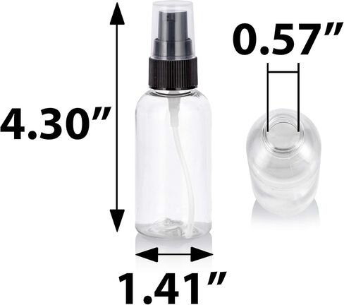 JUVITUS 2 oz / 60 ml Clear Plastic PET Boston Round Bottle (BPA Free) with Black Treatment Pump (12 pack) in Saudi Arabia