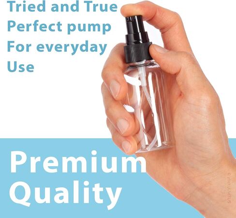 JUVITUS 2 oz / 60 ml Clear Plastic PET Boston Round Bottle (BPA Free) with Black Treatment Pump (12 pack) in Saudi Arabia