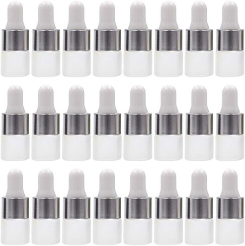 50 قطعة من زجاجات قطارة زجاجية بلوري من ConStore، قوارير زيت عطري صغيرة، غسول تجميلي فارغ، زجاجة قطارة للعين قابلة لإعادة الملء، حاوية مستحضرات تجميل سائلة + 2 قطعة قطارة (1 مل) in Kuwait