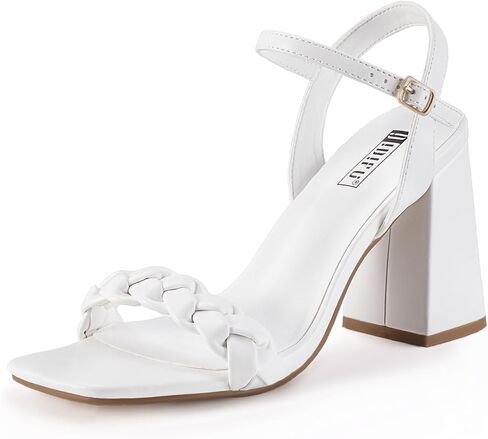 IDIFU IN4 Chunky High Heels for Women Braided Square Toe Heels Block Heels Sandals Wedding Party Dress Shoes Womens Comfortable Ankle Strap Open Toe Heels in Saudi Arabia