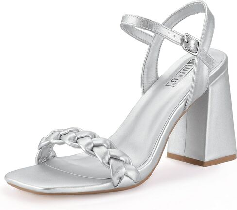 IDIFU IN4 Chunky High Heels for Women Braided Square Toe Heels Block Heels Sandals Wedding Party Dress Shoes Womens Comfortable Ankle Strap Open Toe Heels in Saudi Arabia