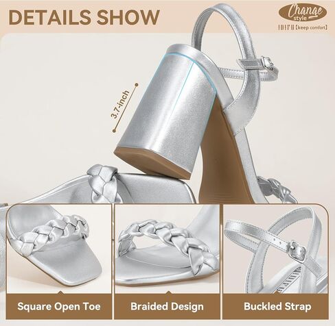 IDIFU IN4 Chunky High Heels for Women Braided Square Toe Heels Block Heels Sandals Wedding Party Dress Shoes Womens Comfortable Ankle Strap Open Toe Heels in Saudi Arabia