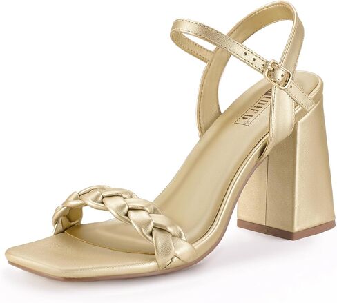 IDIFU IN4 Chunky High Heels for Women Braided Square Toe Heels Block Heels Sandals Wedding Party Dress Shoes Womens Comfortable Ankle Strap Open Toe Heels in Saudi Arabia