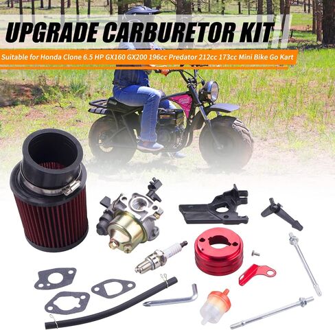 MRELC محول فلتر هواء مكربن ​​عالي الأداء من MRELC مناسب لـ Predator 212cc 6.5 Hp Honda Gx160 Gx200 196cc Coleman CT200U Trail CT100U Mini Bike Go Kart Racing (أحمر) in Kuwait