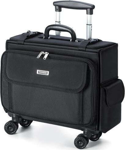 حقيبة كمبيوتر محمول متدحرجة مقاس 15.6 بوصة مقاومة للماء حقيبة كمبيوتر محمول على عجلات حقيبة كمبيوتر محمول للعمل والسفر ورجال الأعمال والنساء، أسود in Kuwait