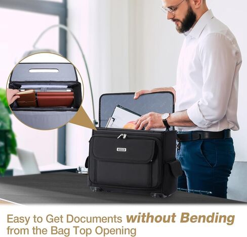 حقيبة كمبيوتر محمول متدحرجة مقاس 15.6 بوصة مقاومة للماء حقيبة كمبيوتر محمول على عجلات حقيبة كمبيوتر محمول للعمل والسفر ورجال الأعمال والنساء، أسود in Kuwait